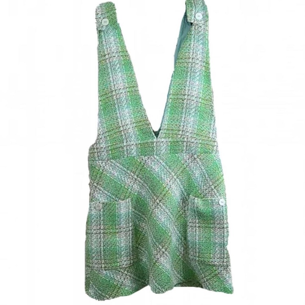 Zara Green Tweed Pinafore Dress